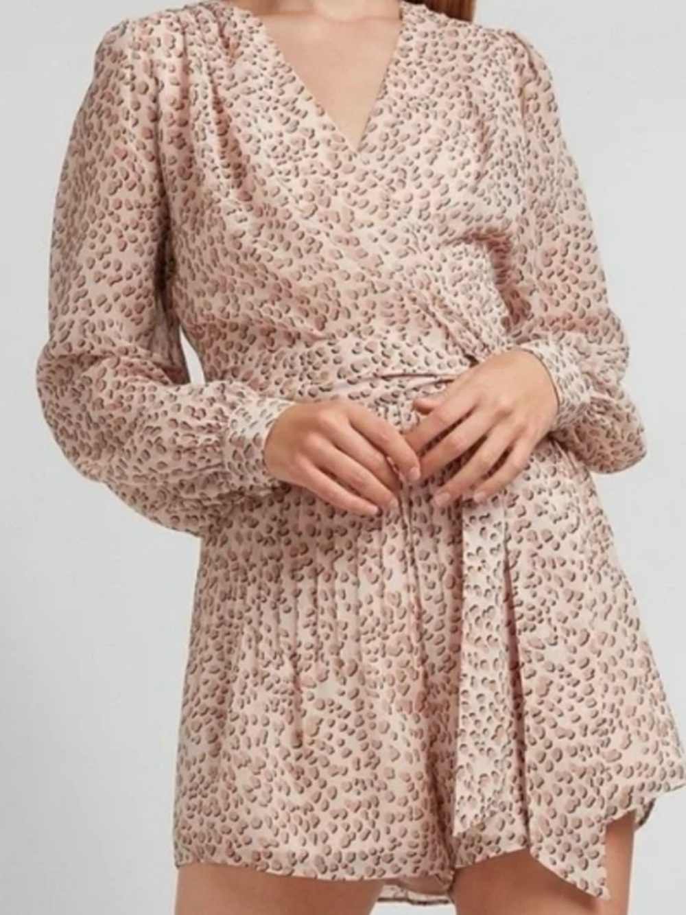 Express Blush Leopard-Print Wrap Romper